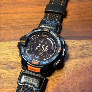Casio mens Protreck 270B solar triple sensor multifunction sport watch. Like new